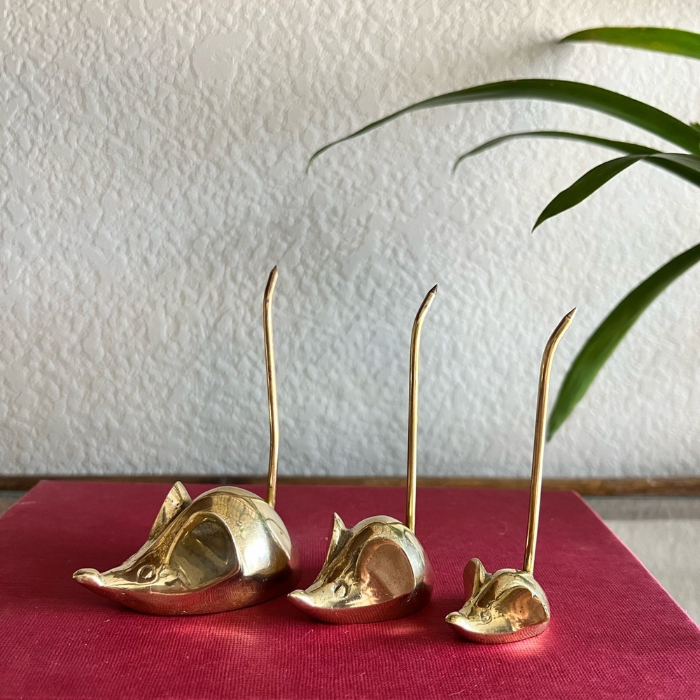 Brass Vintage MCM 3 Blind Mice Mouse Figurine Home Decor